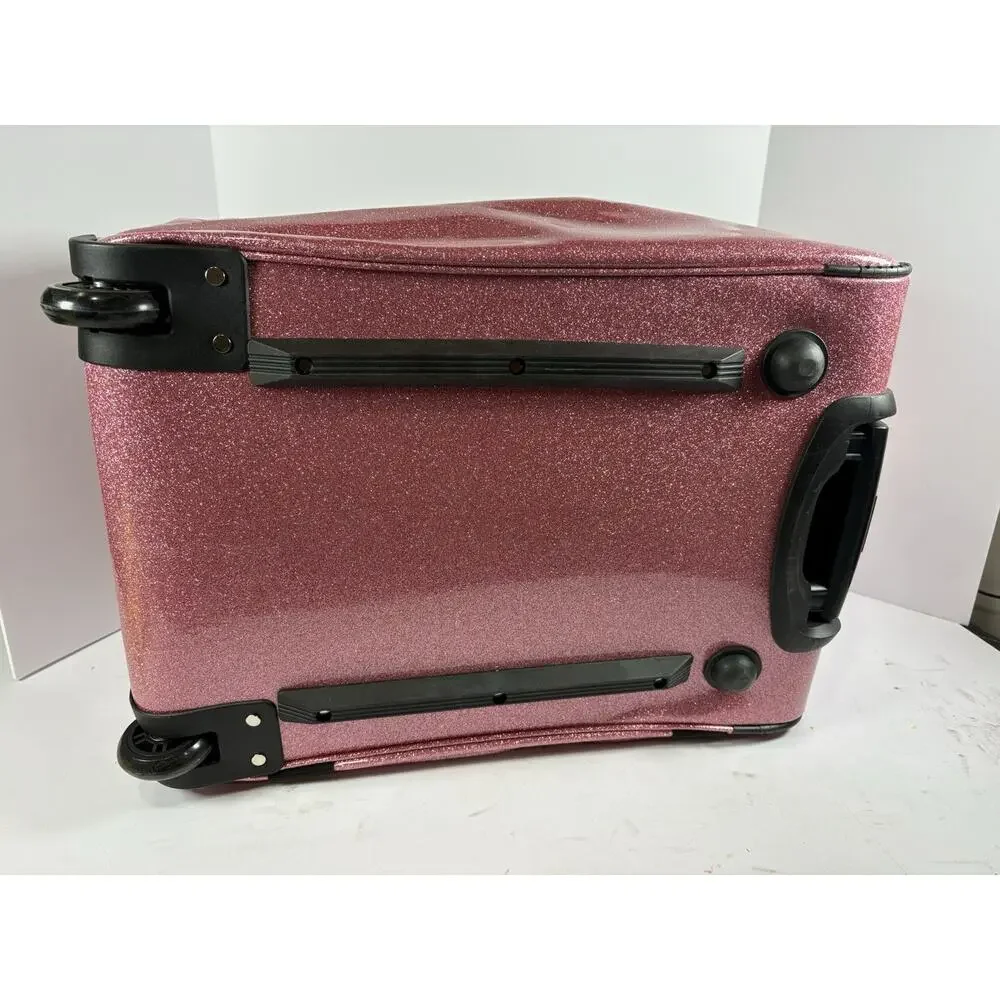 FANWOLI Rolling Pet Carrier Bag Pink Glitter Wheeled Travel Dog Cat